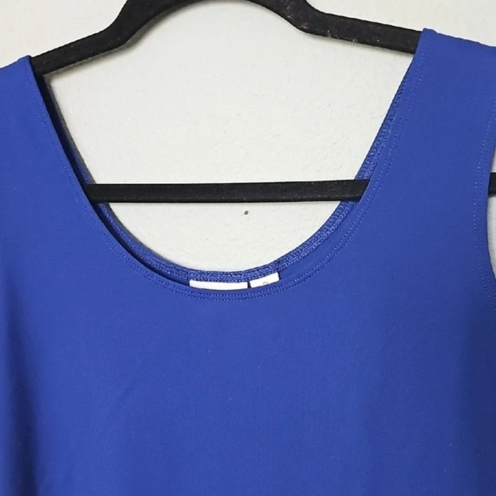 Chico's Stretchy Royal Cobalt Blue Fitted Sleeveless Scoop Neck Tank Size 2 M/L